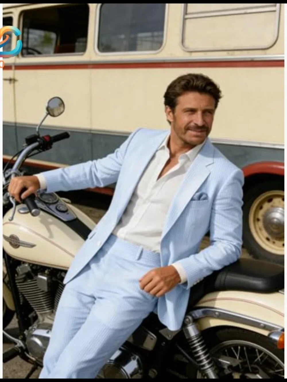Men's Seersucker Suit 2-Piece Summer Wedding Prom Casual Fit